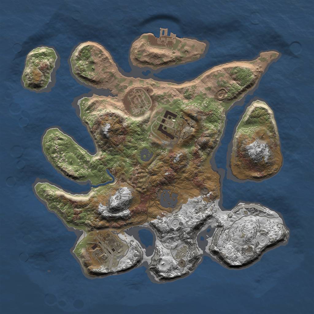 Rust Map: Procedural Map, Size: 2500, Seed: 1732841801, 9 Monuments