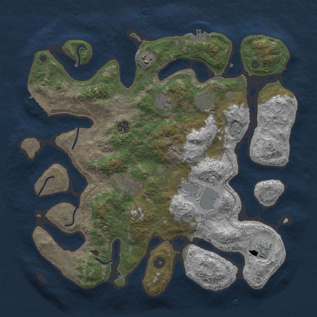 Rust Map: Procedural Map, Size: 4000, Seed: 939615844, 16 Monuments