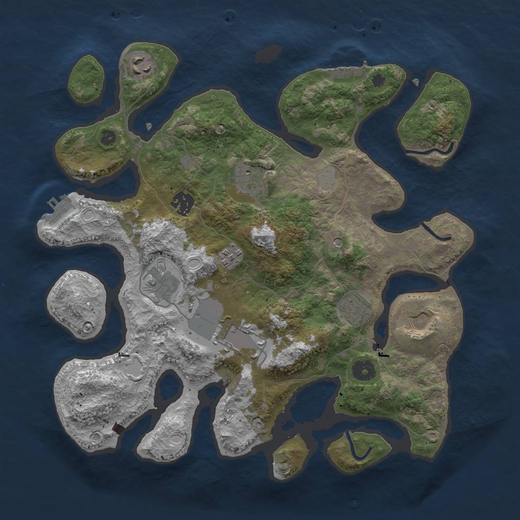 Rust Map: Procedural Map, Size: 3500, Seed: 772363, 16 Monuments