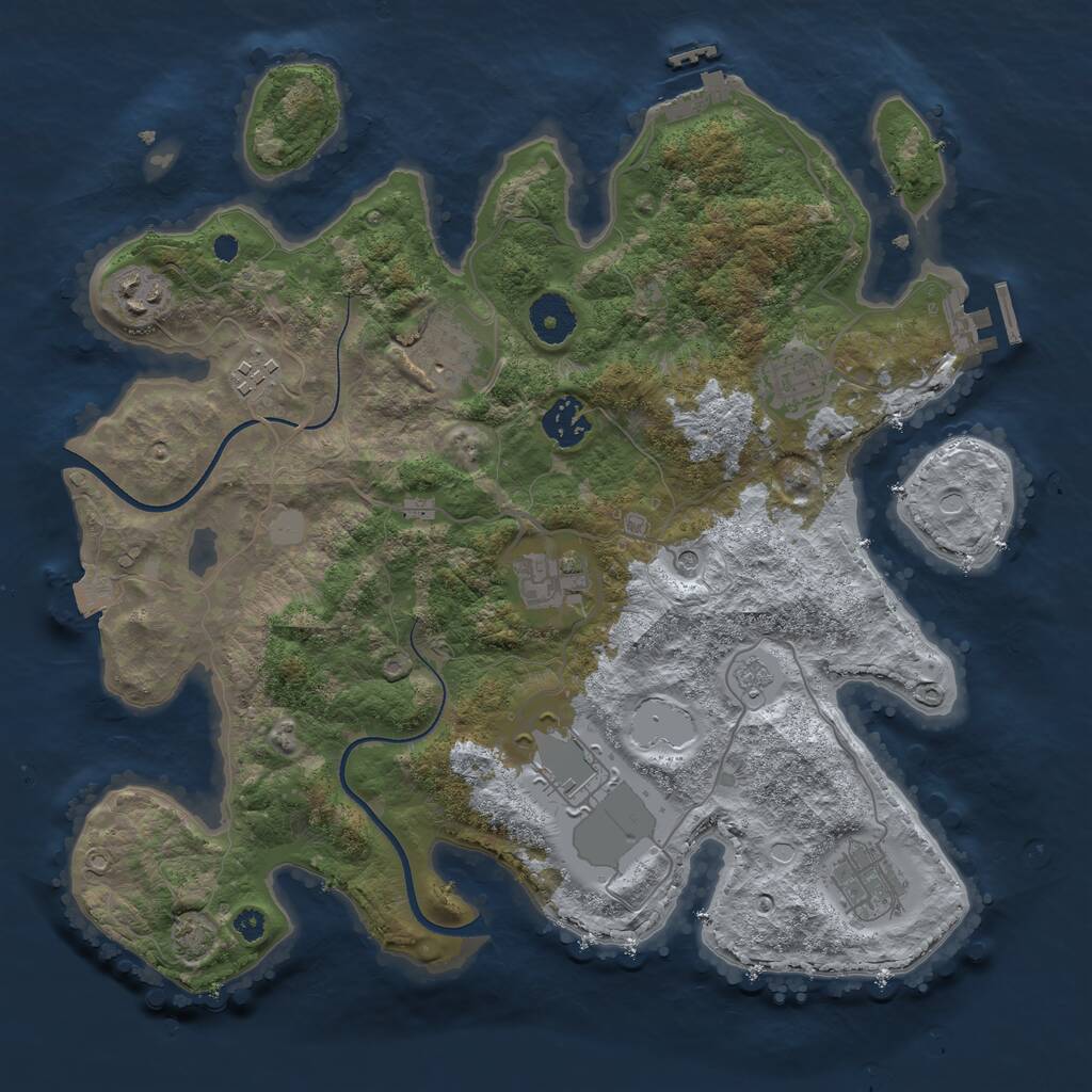 Rust Map: Procedural Map, Size: 3500, Seed: 208281739, 14 Monuments