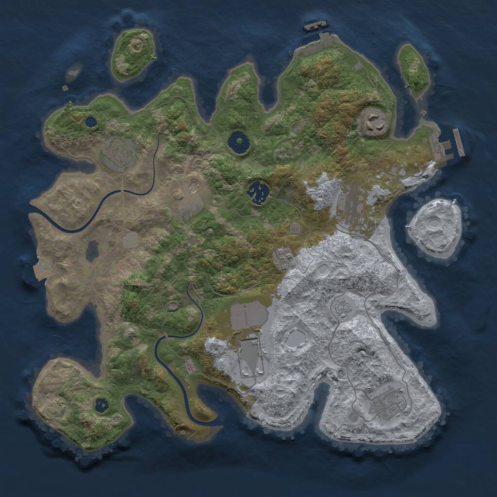 Rust Map: Procedural Map, Size: 3500, Seed: 208281739, 13 Monuments