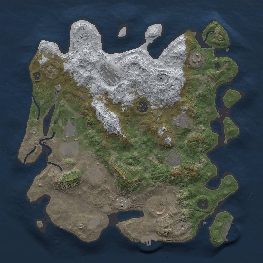 Rust Map: Procedural Map, Size: 3600, Seed: 182922, 18 Monuments