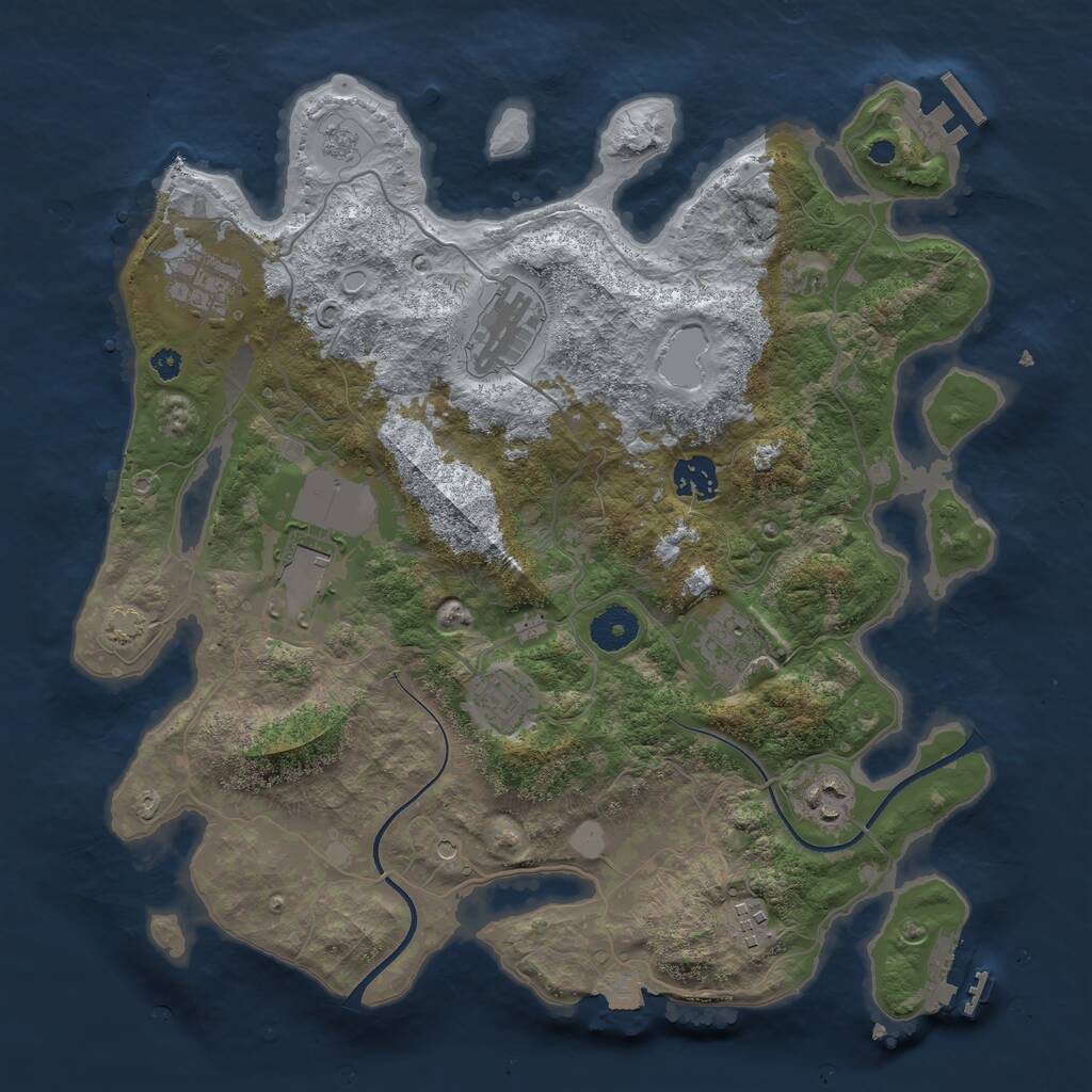 Rust Map: Procedural Map, Size: 3600, Seed: 182922, 14 Monuments
