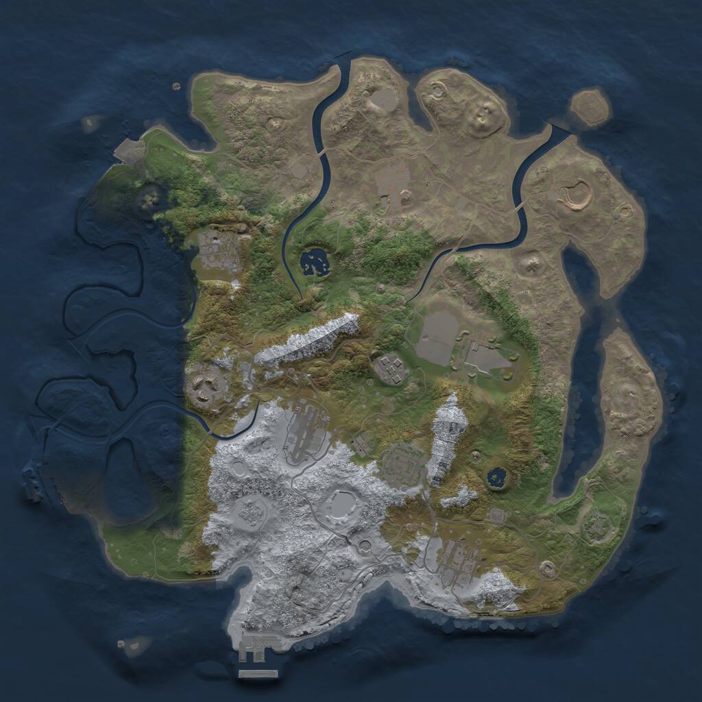 Rust Map: Procedural Map, Size: 3600, Seed: 75684974, 16 Monuments