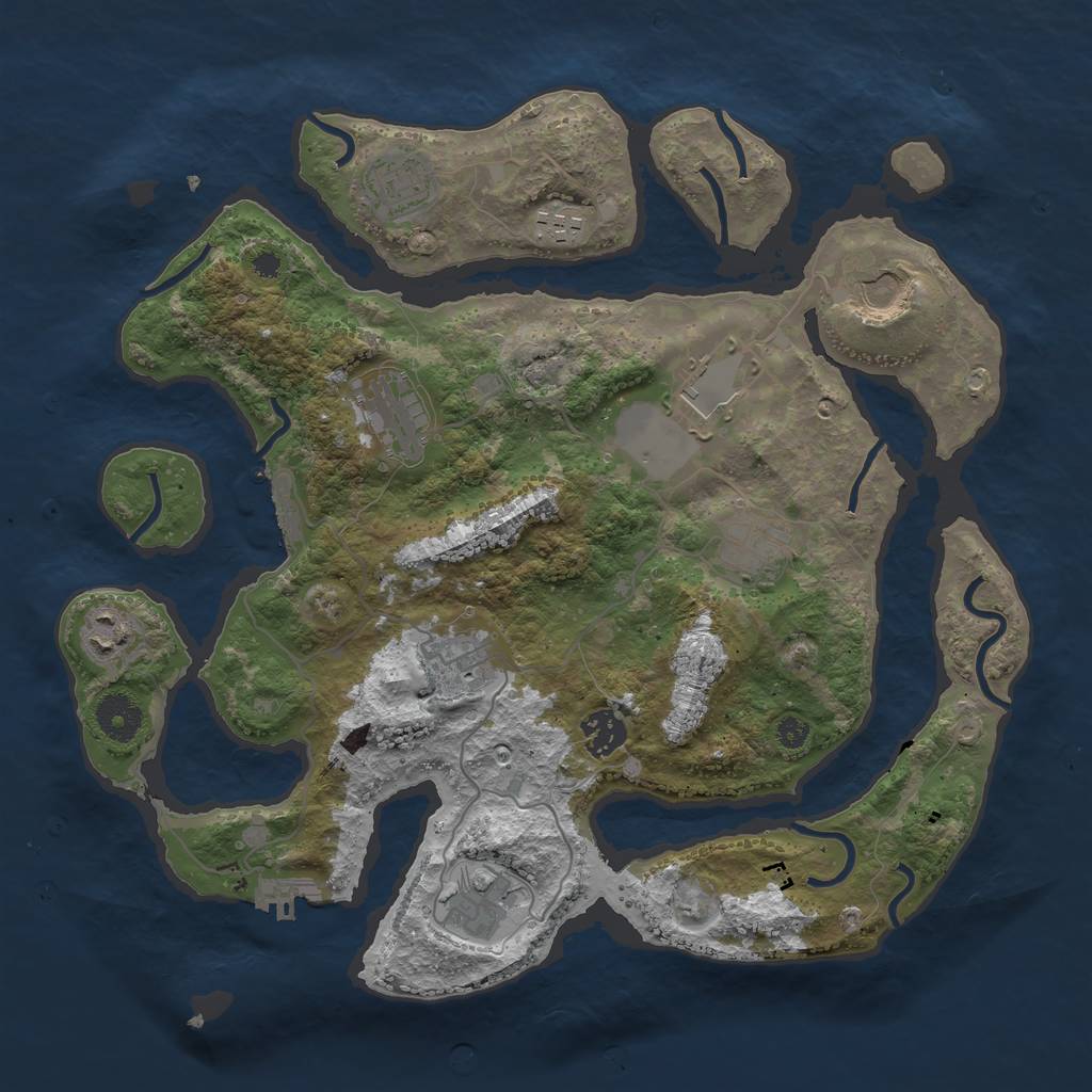 Rust Map: Procedural Map, Size: 3600, Seed: 75684974, 14 Monuments