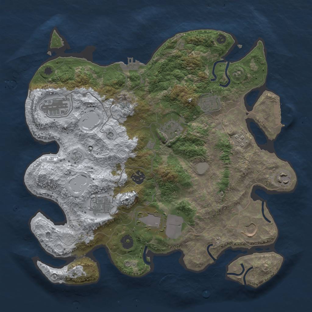 Rust Map: Procedural Map, Size: 3500, Seed: 16782, 18 Monuments