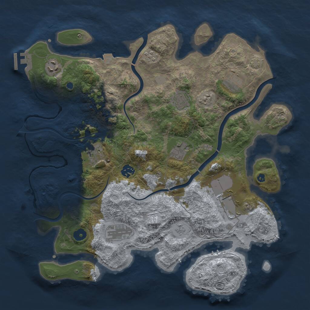 Rust Map: Procedural Map, Size: 3750, Seed: 498765358, 14 Monuments