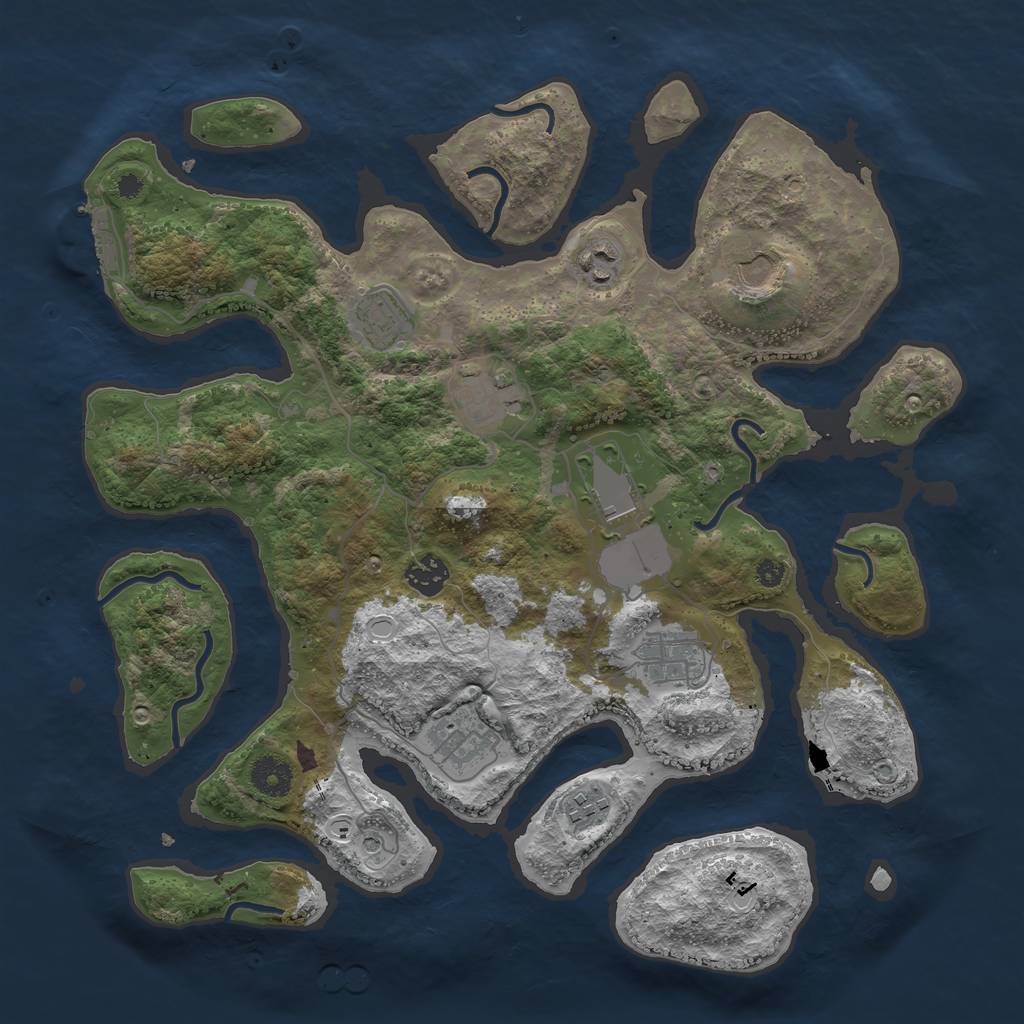 Rust Map: Procedural Map, Size: 3750, Seed: 498765358, 19 Monuments