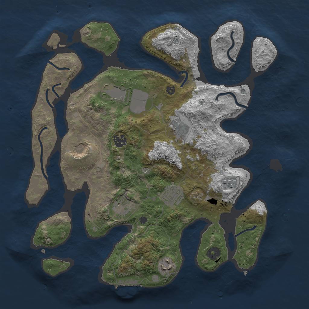 Rust Map: Procedural Map, Size: 3500, Seed: 306991033, 12 Monuments