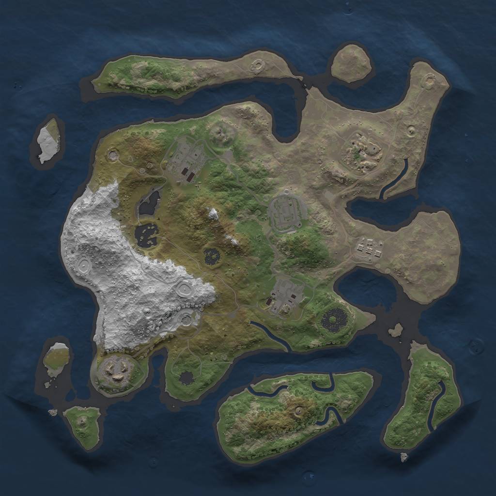 Rust Map: Procedural Map, Size: 3000, Seed: 2104711681, 13 Monuments