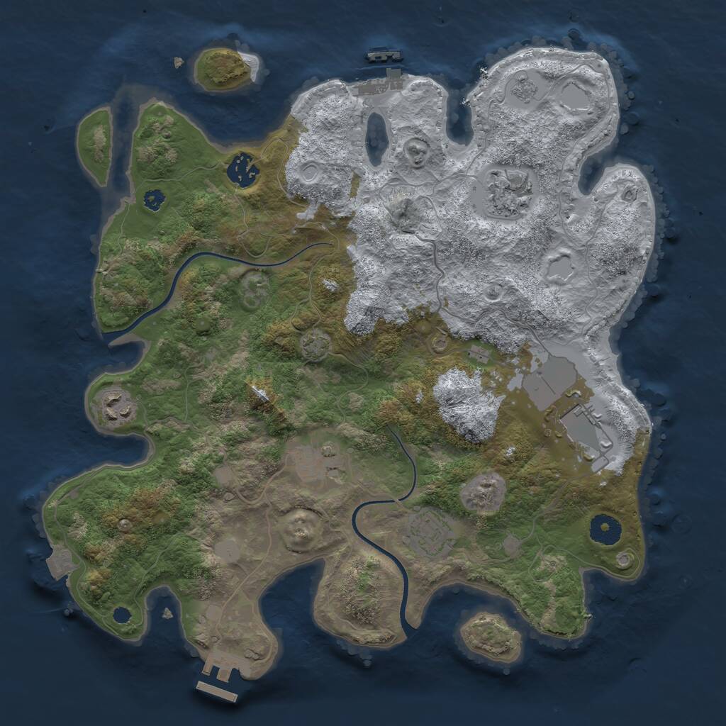 Rust Map: Procedural Map, Size: 3500, Seed: 192209735, 11 Monuments