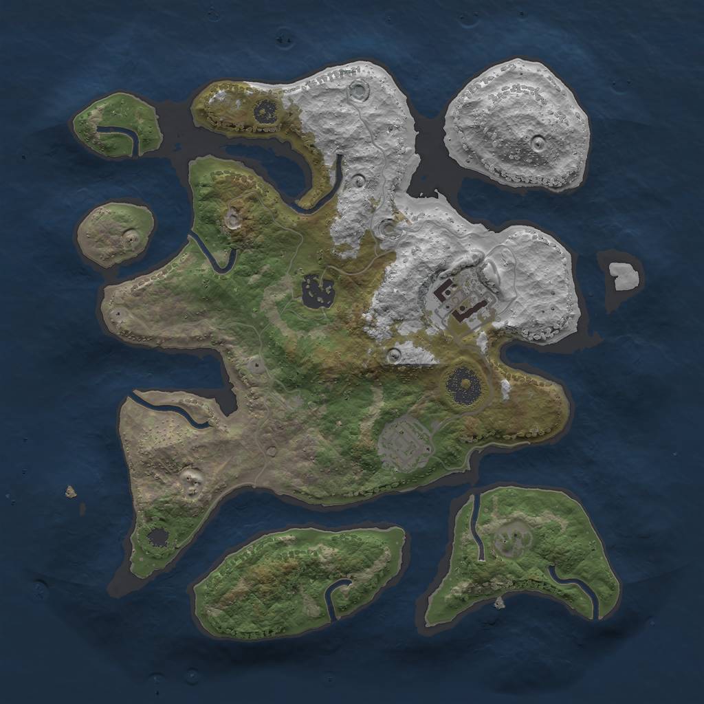 Rust Map: Procedural Map, Size: 3000, Seed: 287025997, 5 Monuments