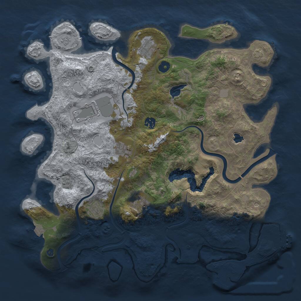 Rust Map: Procedural Map, Size: 4000, Seed: 1231546, 13 Monuments