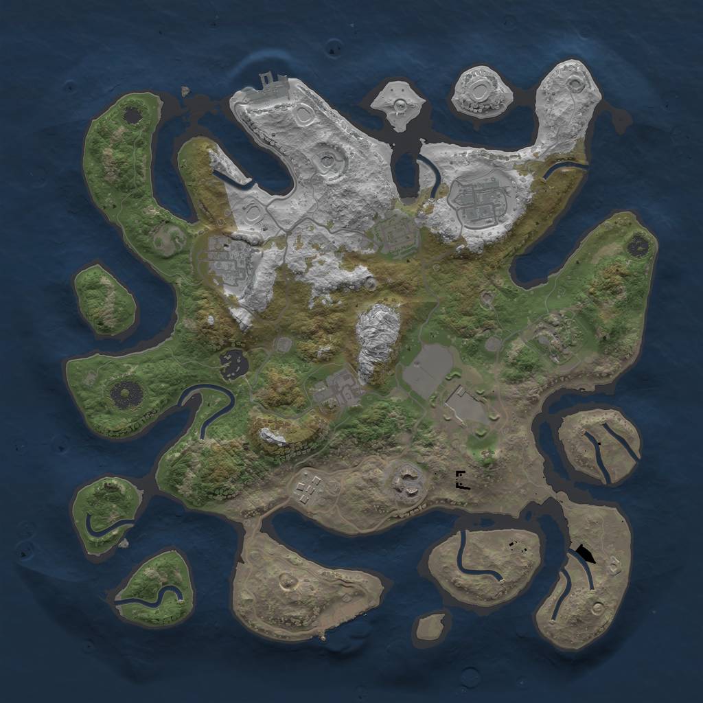 Rust Map: Procedural Map, Size: 3500, Seed: 7355608, 17 Monuments