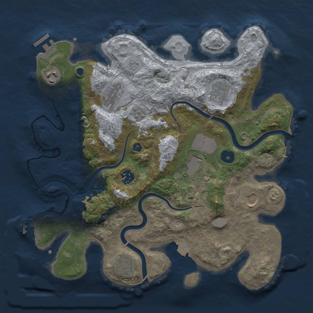 Rust Map: Procedural Map, Size: 3500, Seed: 7355608, 14 Monuments