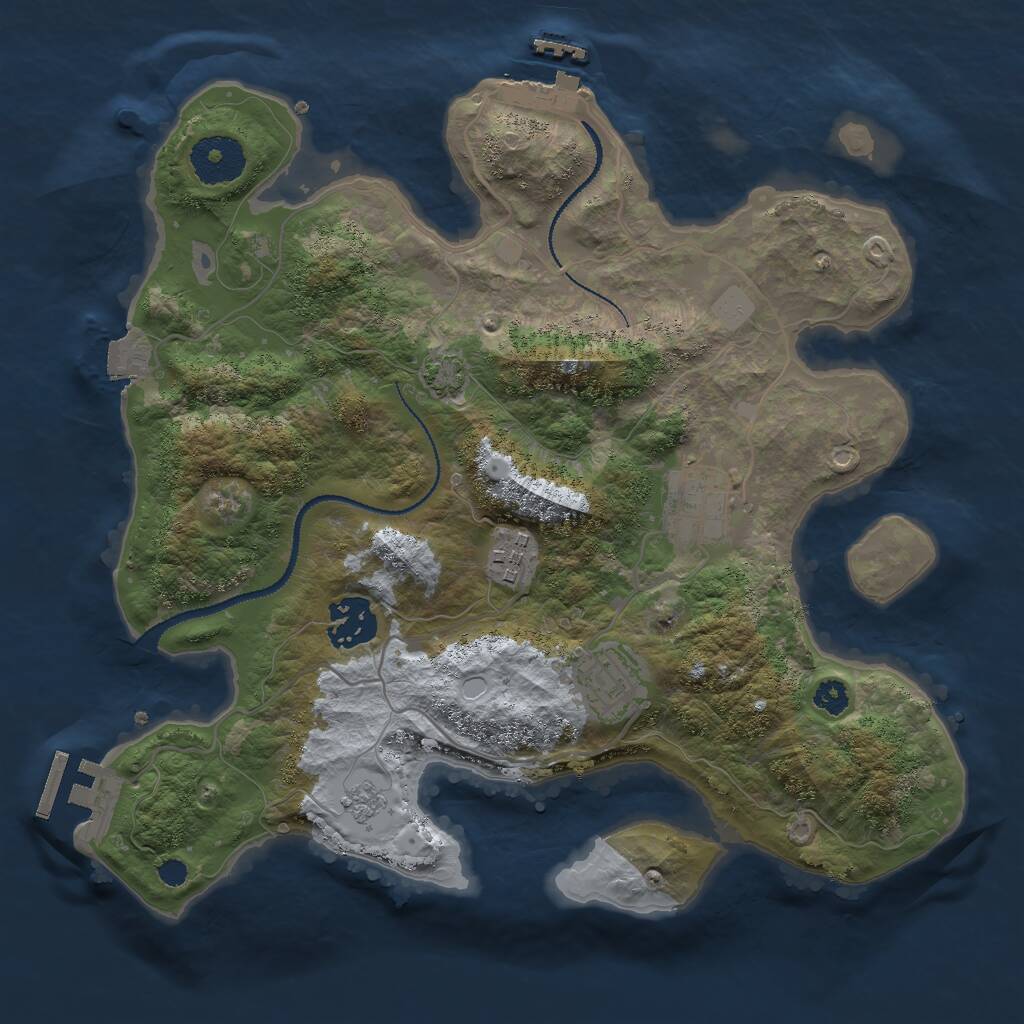 Rust Map: Procedural Map, Size: 3000, Seed: 43695756, 9 Monuments