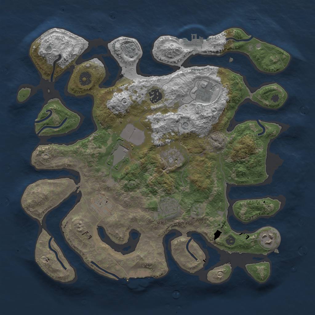 Rust Map: Procedural Map, Size: 3500, Seed: 153197447, 13 Monuments