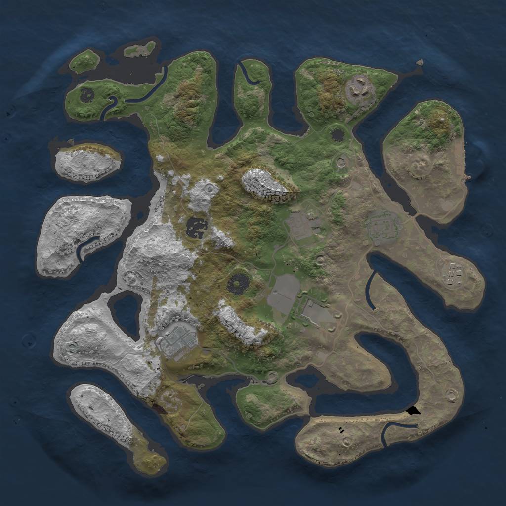 Rust Map: Procedural Map, Size: 3500, Seed: 11854, 11 Monuments