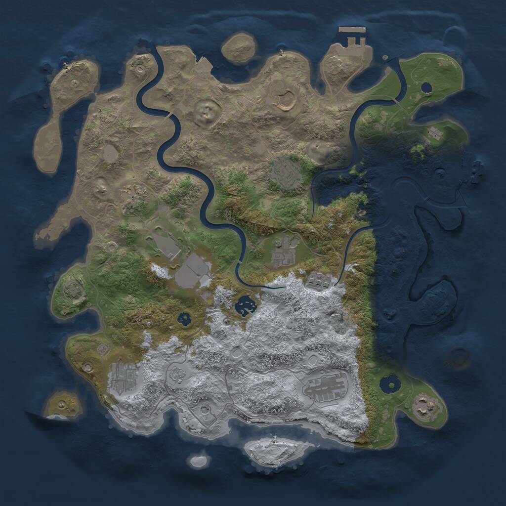Rust Map: Procedural Map, Size: 3800, Seed: 16129493, 16 Monuments