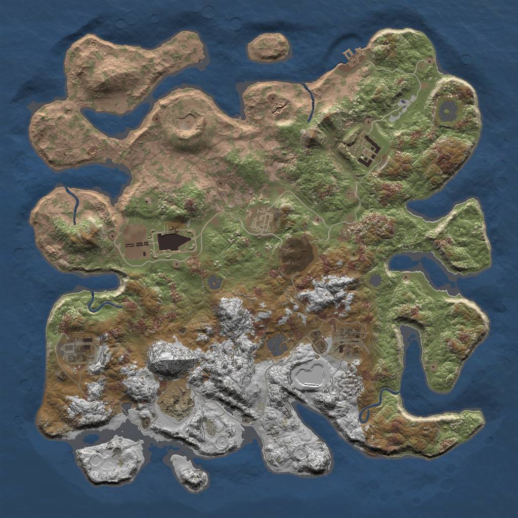 Rust Map: Procedural Map, Size: 3800, Seed: 16129493, 14 Monuments