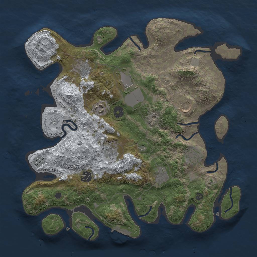 Rust Map: Procedural Map, Size: 3500, Seed: 516337121, 17 Monuments