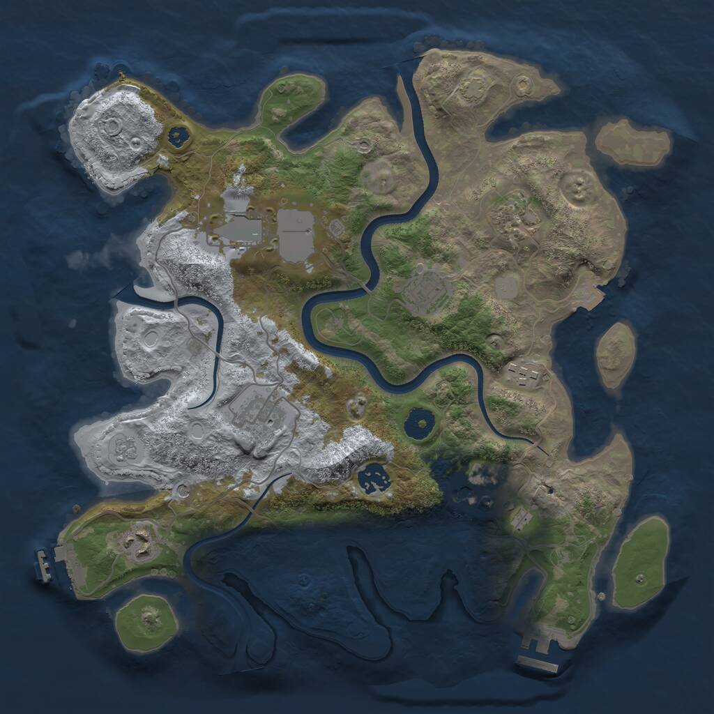 Rust Map: Procedural Map, Size: 3500, Seed: 516337121, 14 Monuments