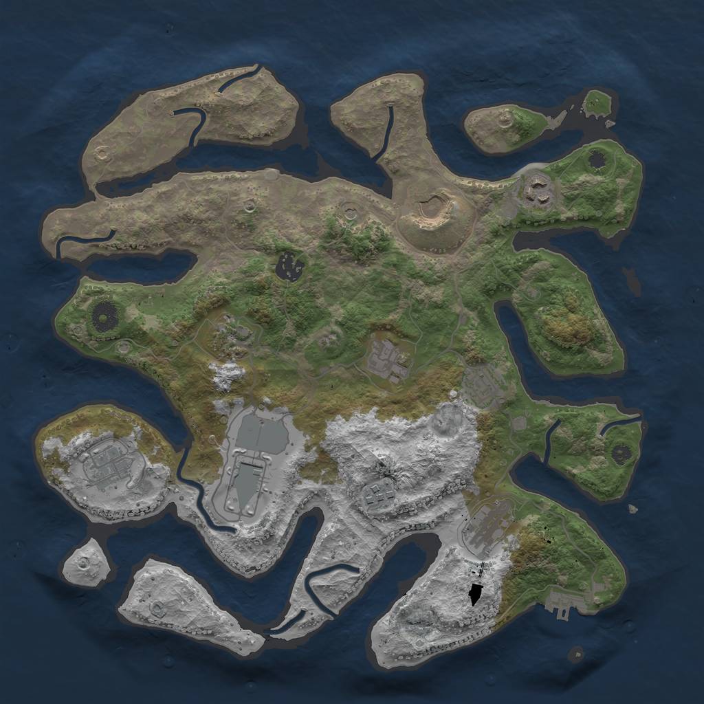 Rust Map: Procedural Map, Size: 3700, Seed: 74312619, 14 Monuments