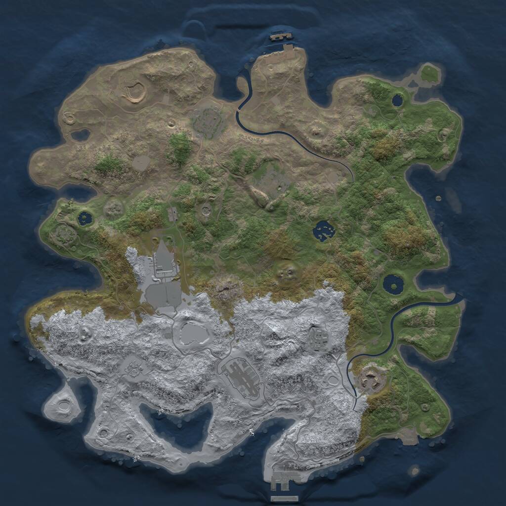 Rust Map: Procedural Map, Size: 3700, Seed: 74312619, 14 Monuments