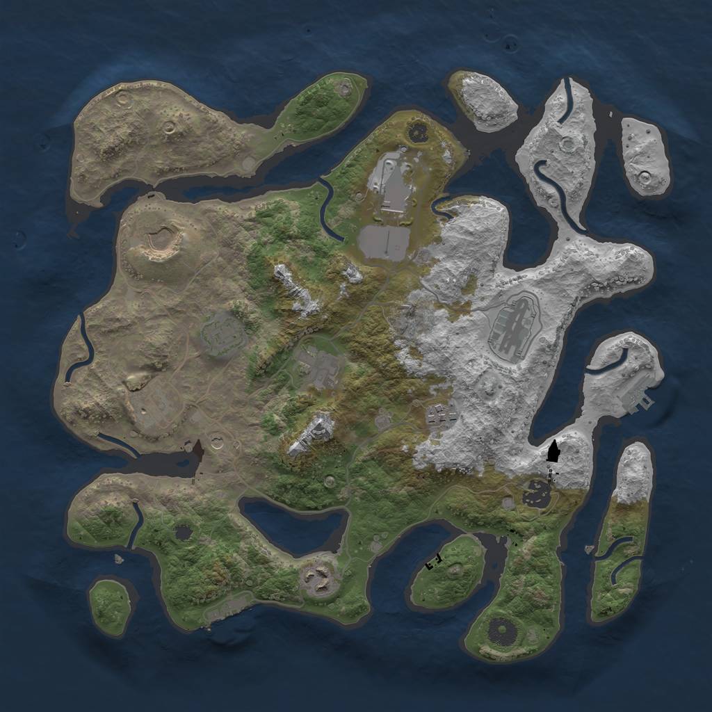 Rust Map: Procedural Map, Size: 3700, Seed: 1227489368, 14 Monuments