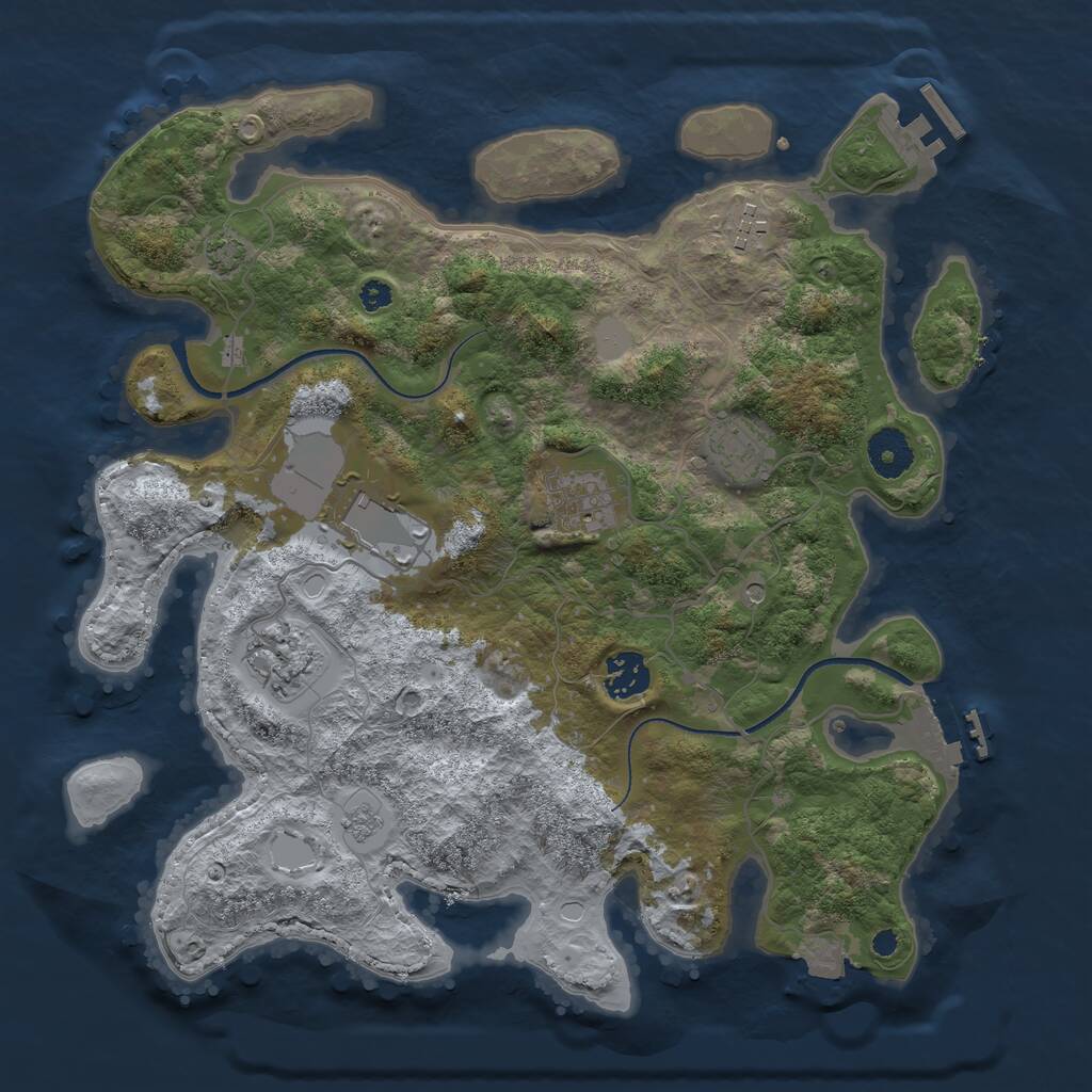 Rust Map: Procedural Map, Size: 3500, Seed: 5341455, 12 Monuments