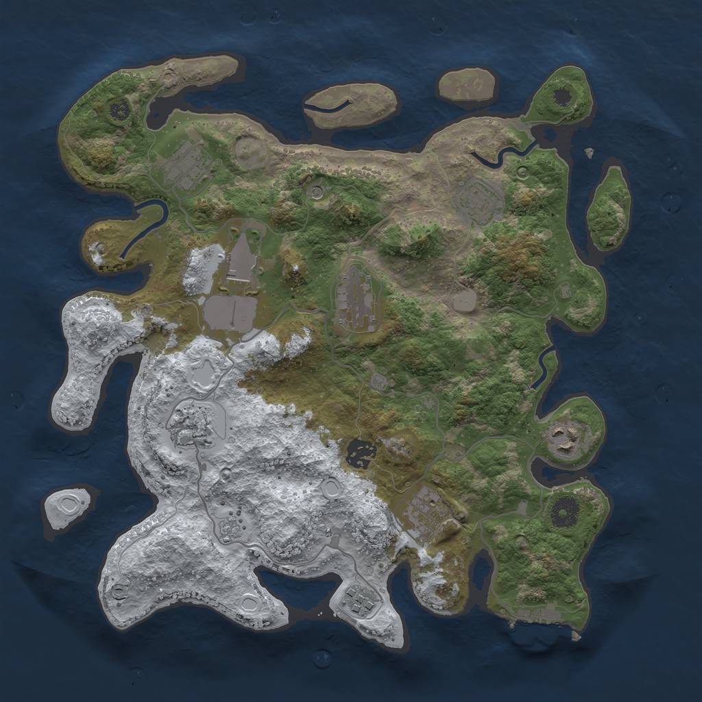 Rust Map: Procedural Map, Size: 3500, Seed: 5341455, 17 Monuments