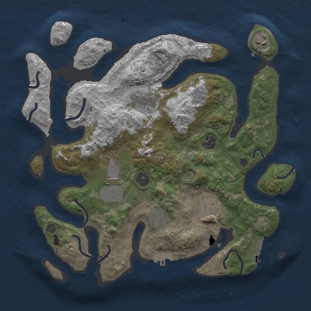 Rust Map: Procedural Map, Size: 3500, Seed: 899202736, 12 Monuments