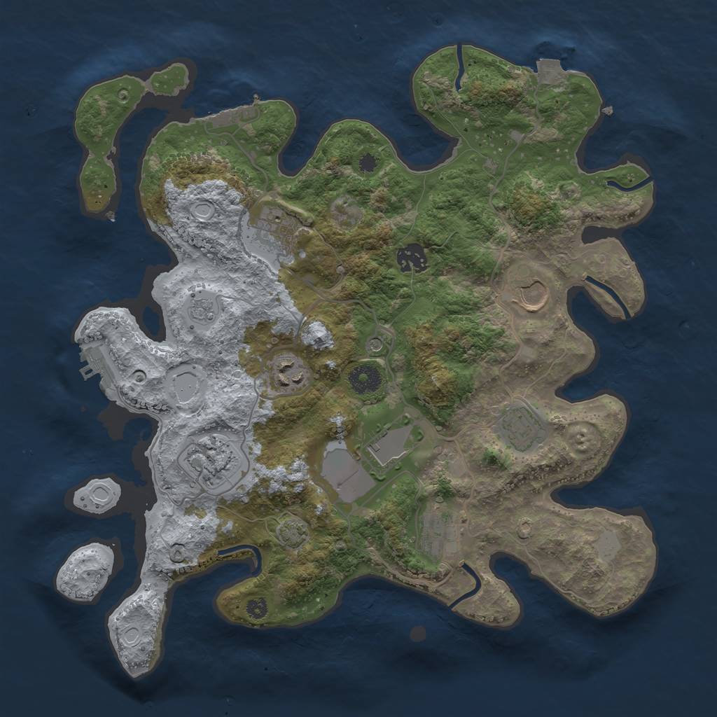 Rust Map: Procedural Map, Size: 3500, Seed: 41262310, 16 Monuments