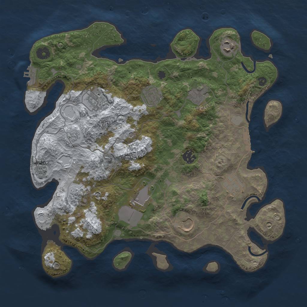 Rust Map: Procedural Map, Size: 3500, Seed: 528228, 19 Monuments