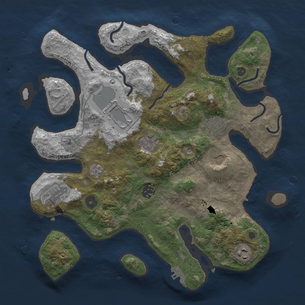 Rust Map: Procedural Map, Size: 3600, Seed: 92639865, 16 Monuments