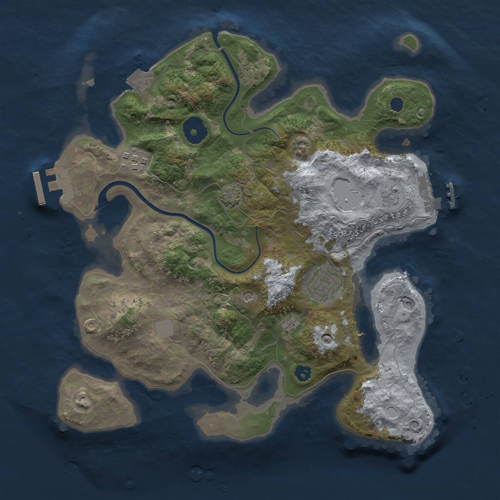 Rust Map: Procedural Map, Size: 3000, Seed: 205409146, 8 Monuments