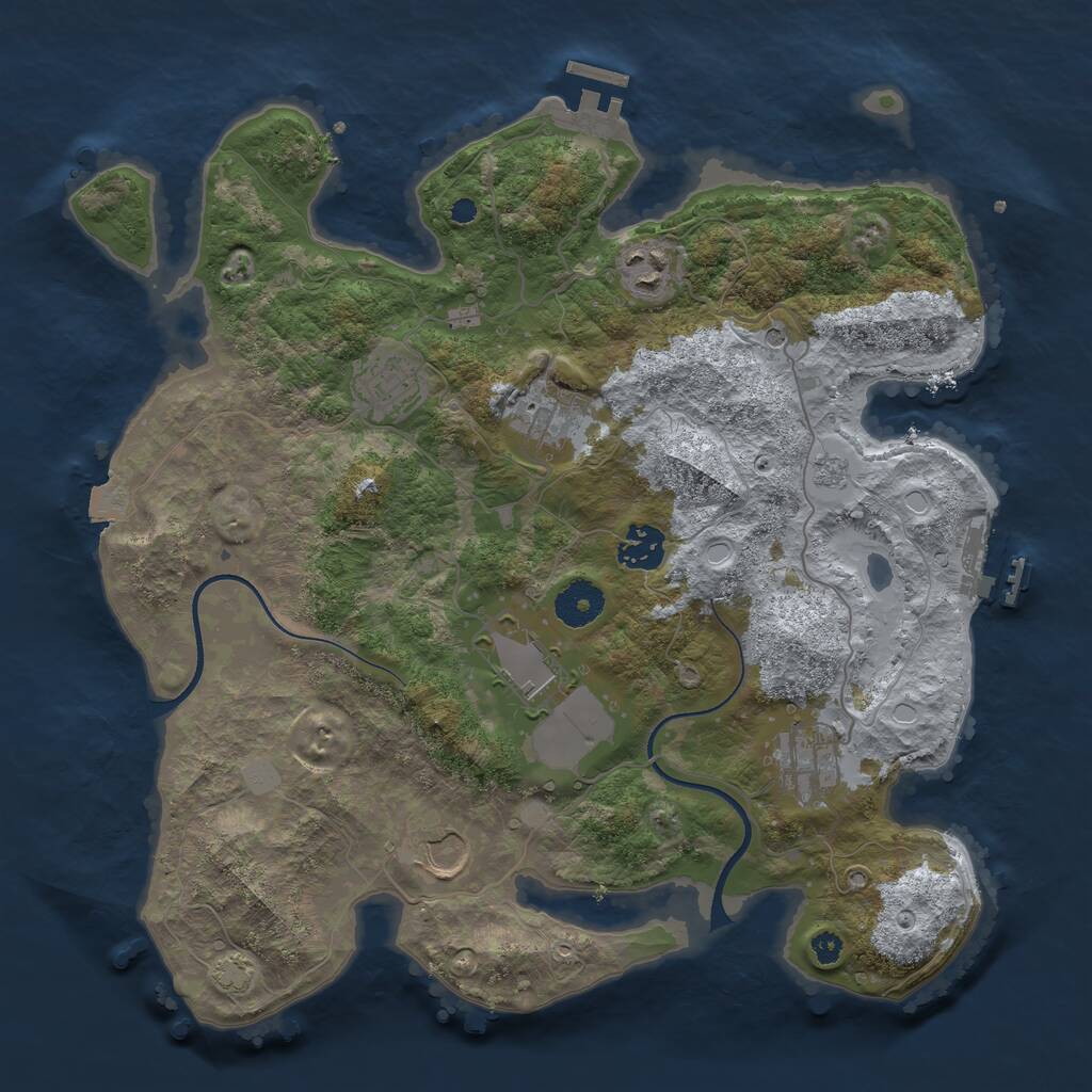 Rust Map: Procedural Map, Size: 3500, Seed: 448562, 13 Monuments