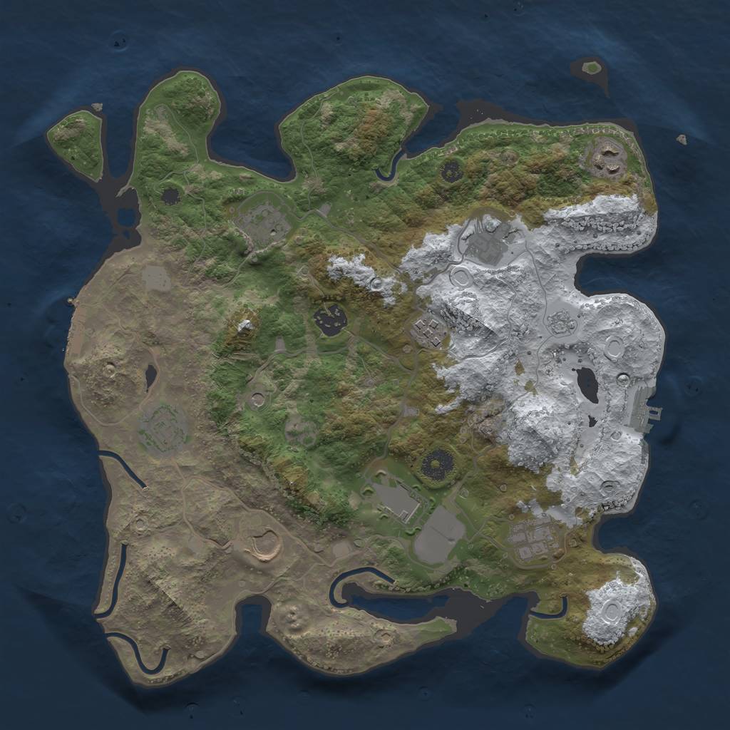 Rust Map: Procedural Map, Size: 3500, Seed: 448562, 18 Monuments