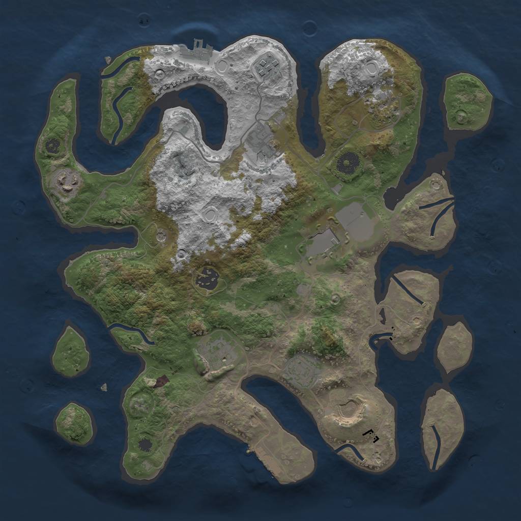 Rust Map: Procedural Map, Size: 3500, Seed: 274247, 20 Monuments