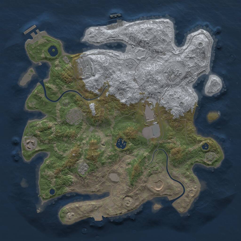 Rust Map: Procedural Map, Size: 3500, Seed: 6345323, 14 Monuments