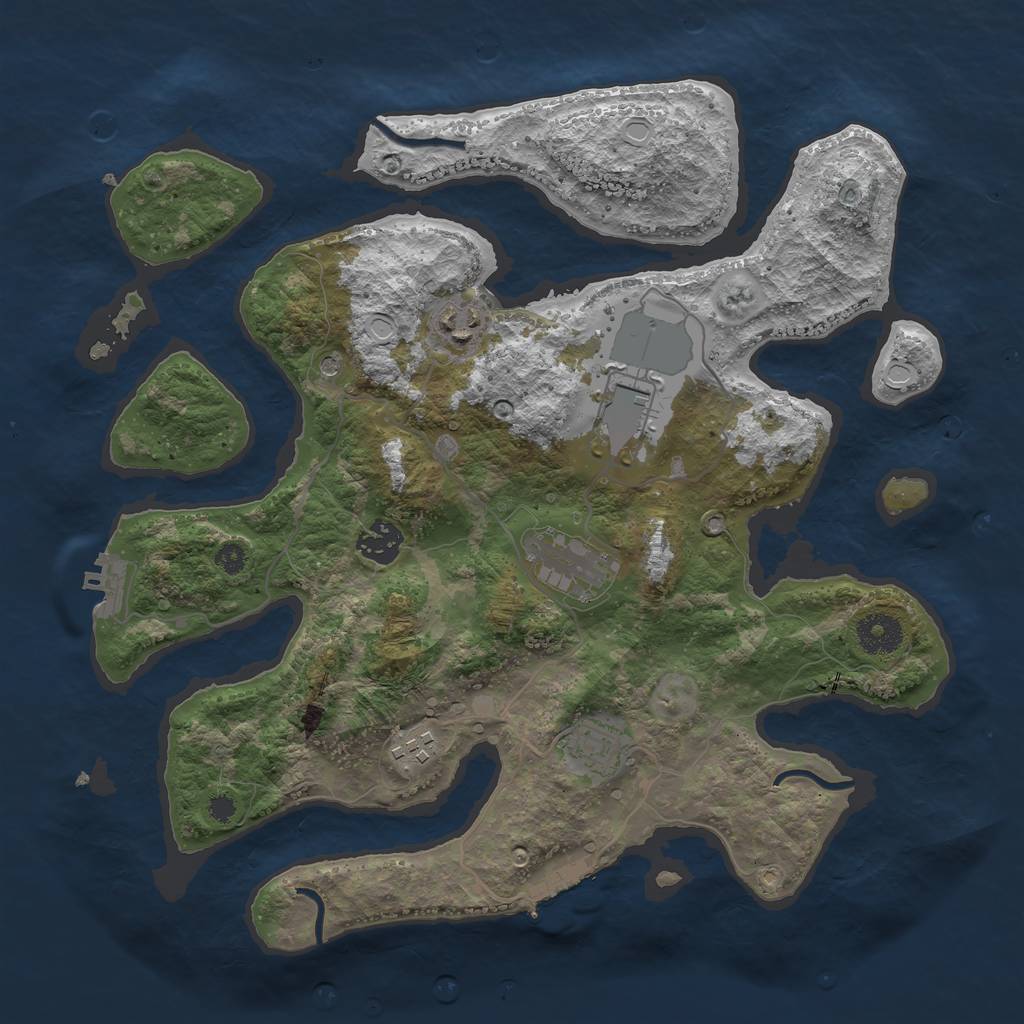 Rust Map: Procedural Map, Size: 3500, Seed: 6345323, 14 Monuments