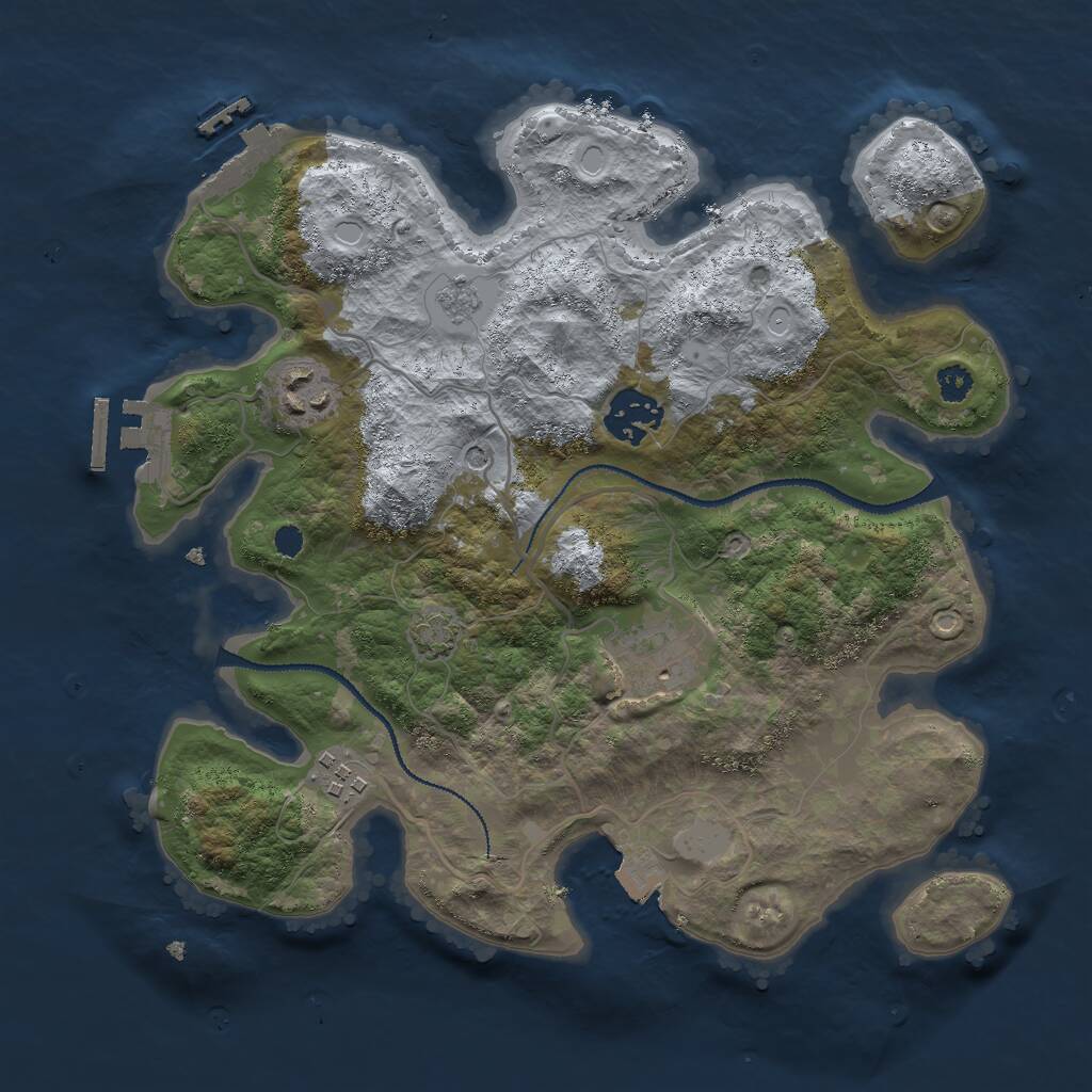 Rust Map: Procedural Map, Size: 3000, Seed: 92874633, 10 Monuments