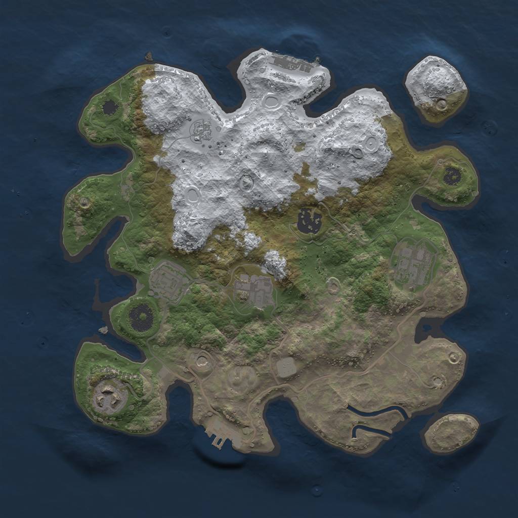 Rust Map: Procedural Map, Size: 3000, Seed: 92874633, 14 Monuments