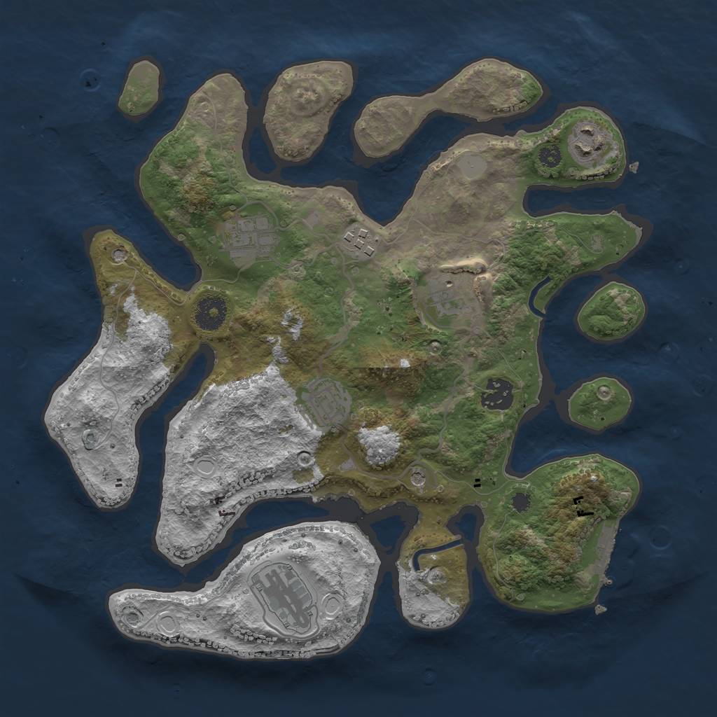 Rust Map: Procedural Map, Size: 3250, Seed: 27697105, 14 Monuments