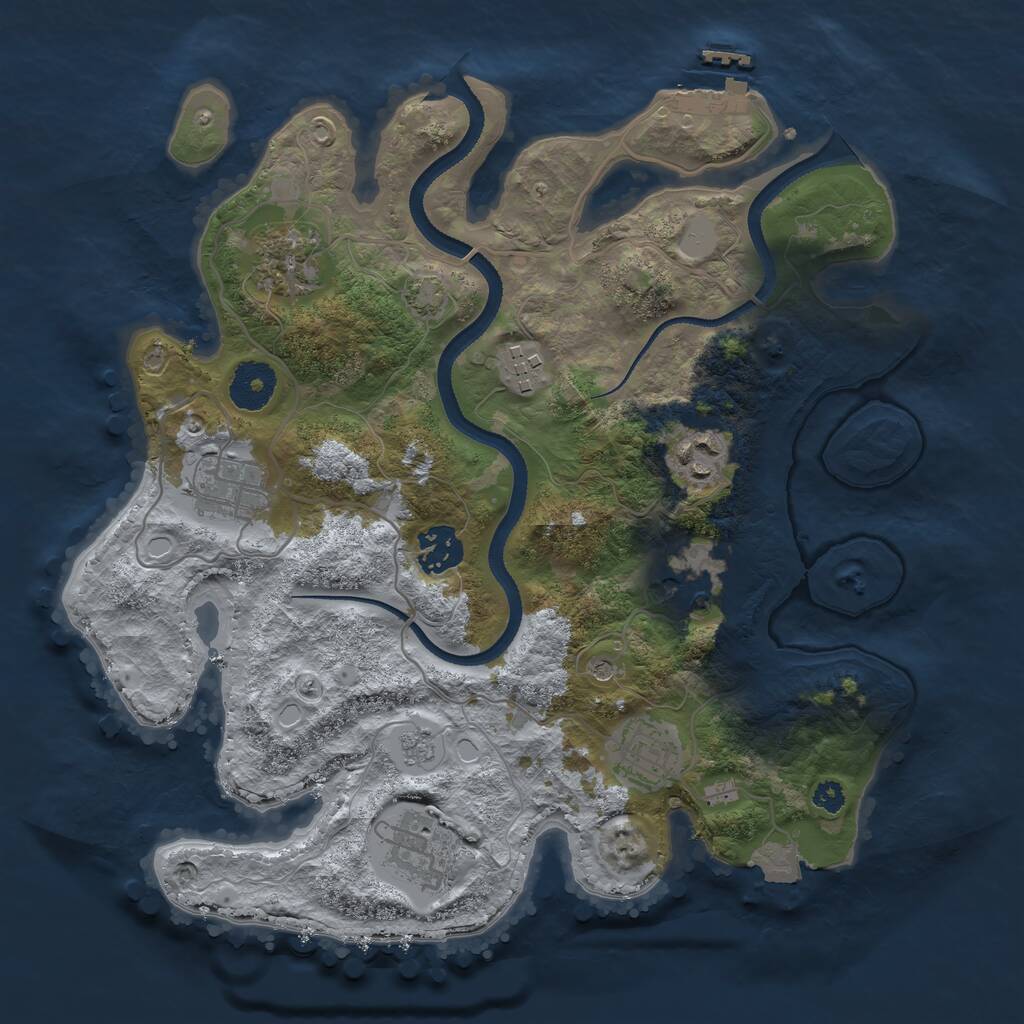 Rust Map: Procedural Map, Size: 3250, Seed: 27697105, 13 Monuments