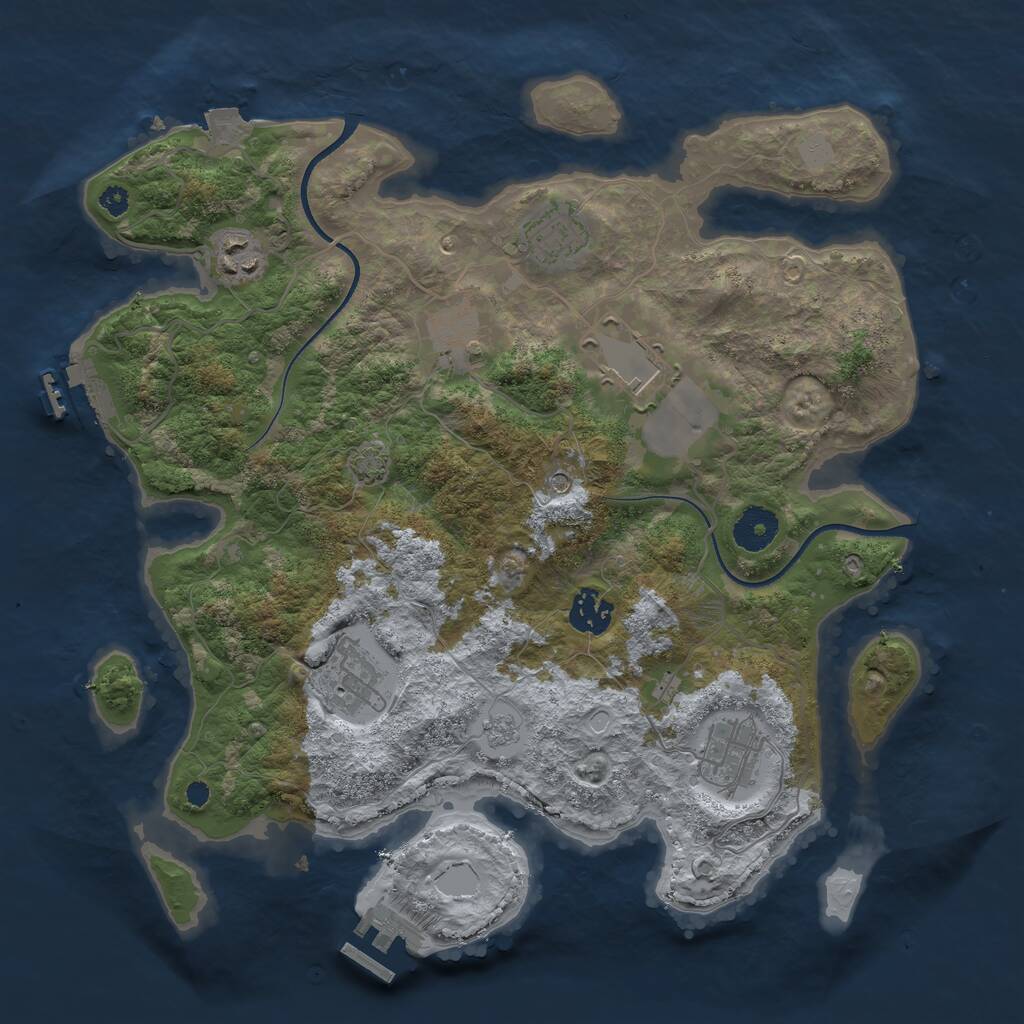 Rust Map: Procedural Map, Size: 3500, Seed: 59858998, 13 Monuments