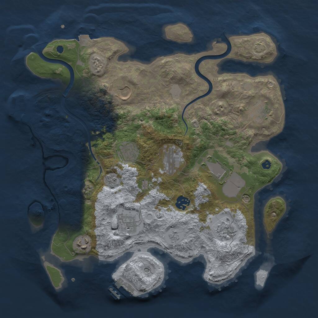 Rust Map: Procedural Map, Size: 3500, Seed: 59858998, 16 Monuments