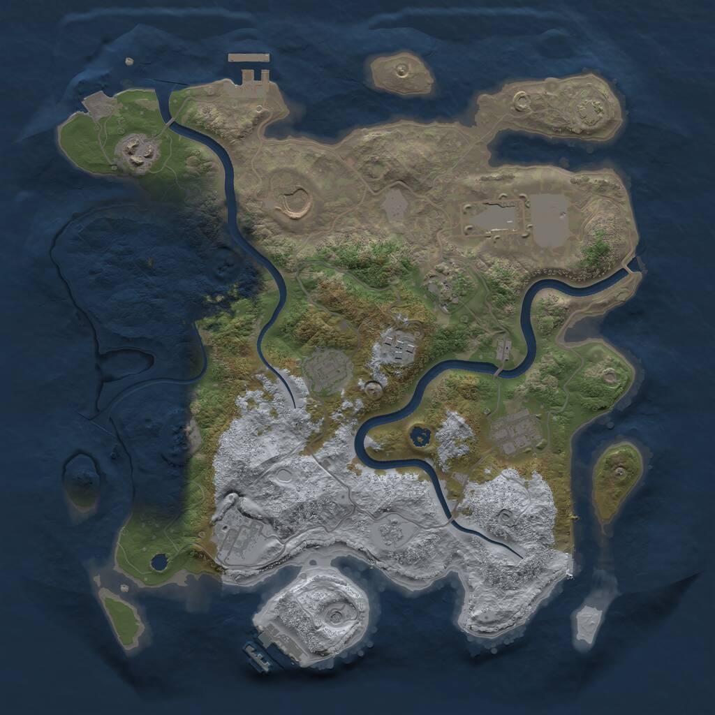Rust Map: Procedural Map, Size: 3500, Seed: 59858998, 14 Monuments