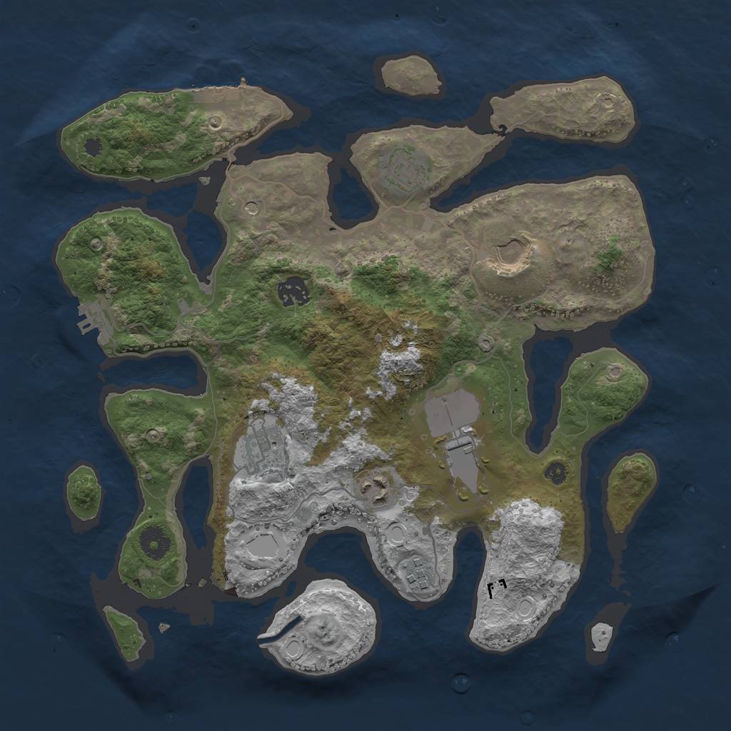 Rust Map: Procedural Map, Size: 3500, Seed: 59858998, 18 Monuments