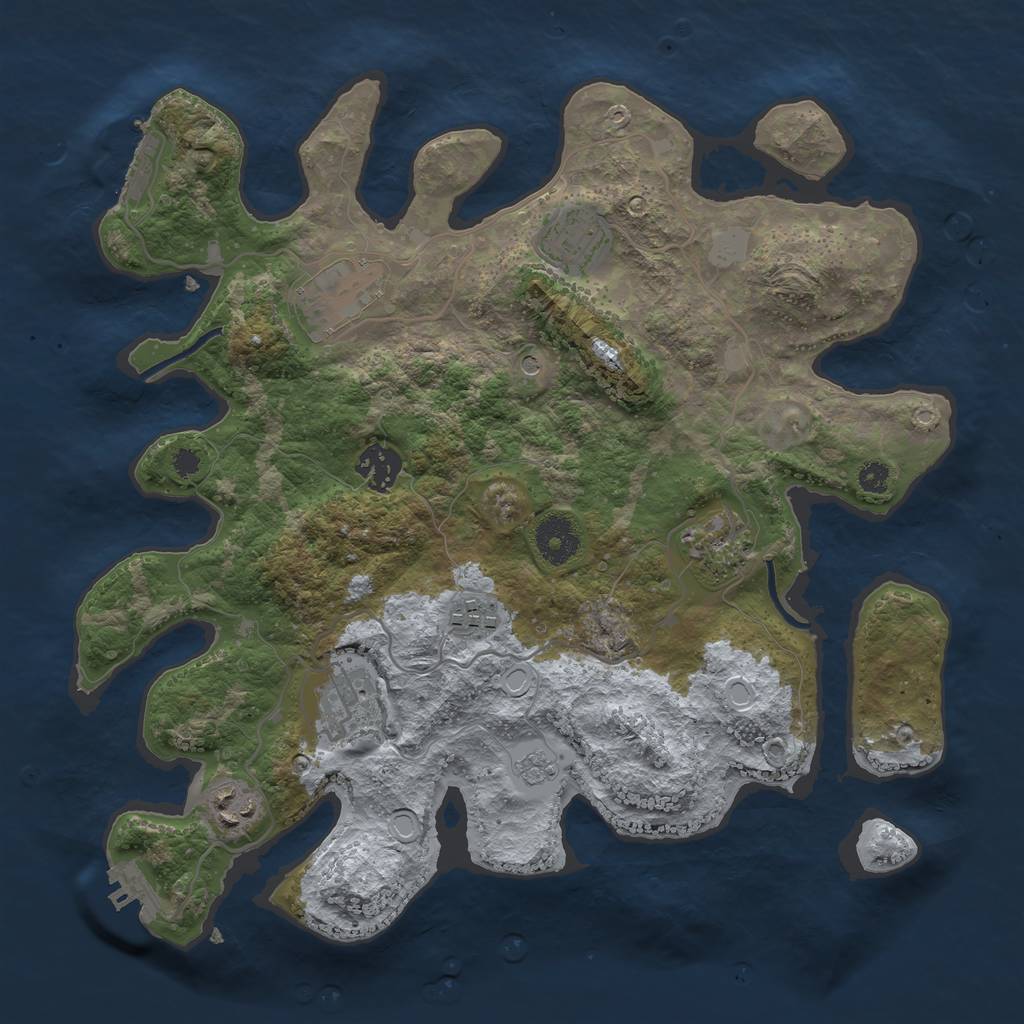 Rust Map: Procedural Map, Size: 3400, Seed: 687231, 16 Monuments